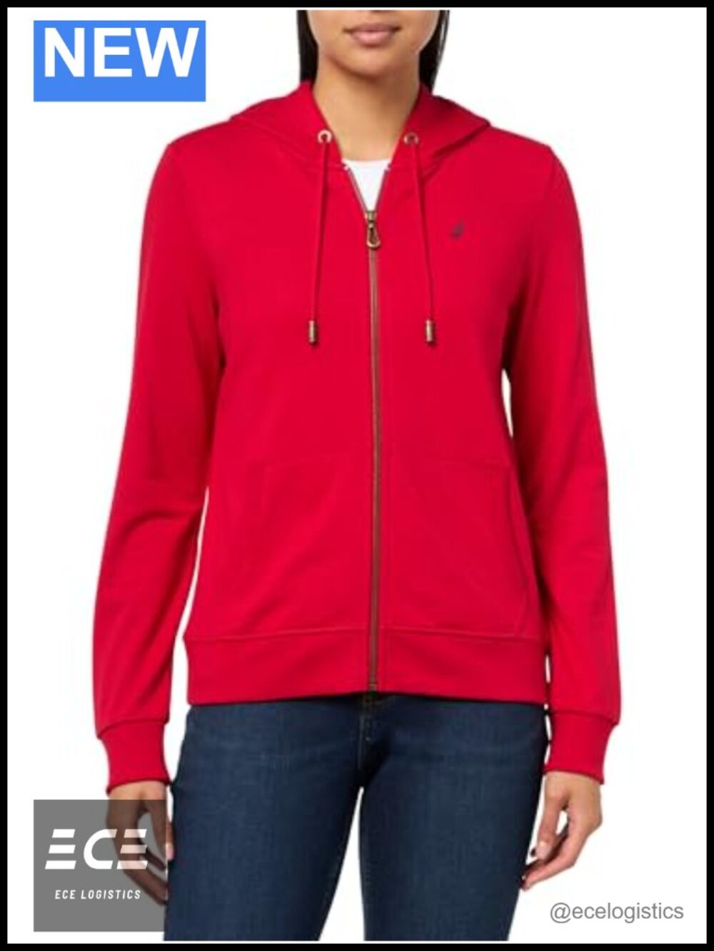 Nautica Women's Solid Zipper Long Sleeve Hoodie Sweatshirt